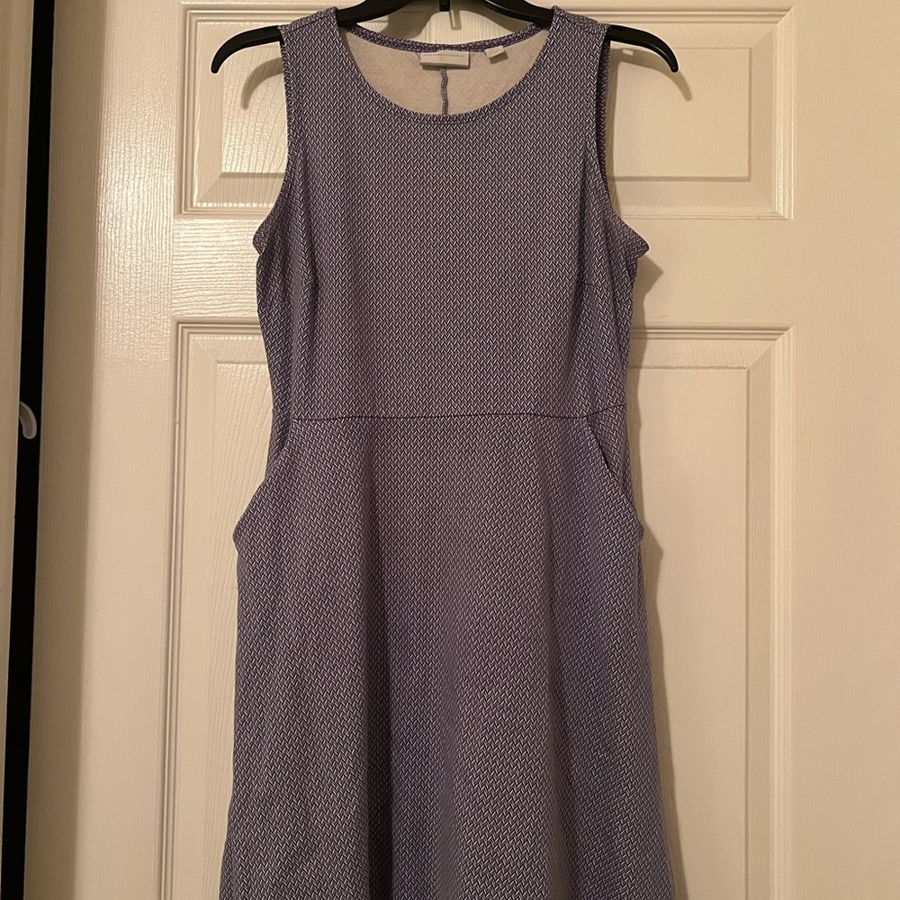 Purple and white dress with pockets